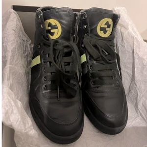 🔥 Gucci Leather High-Top Sneakers – Black 🔥